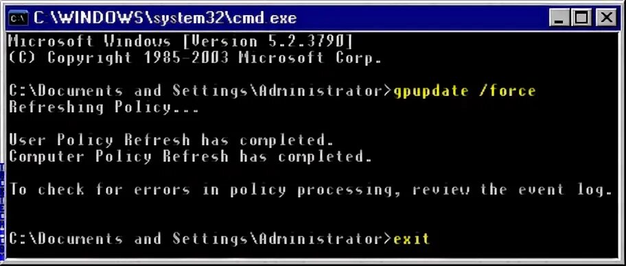 Gpupdate force