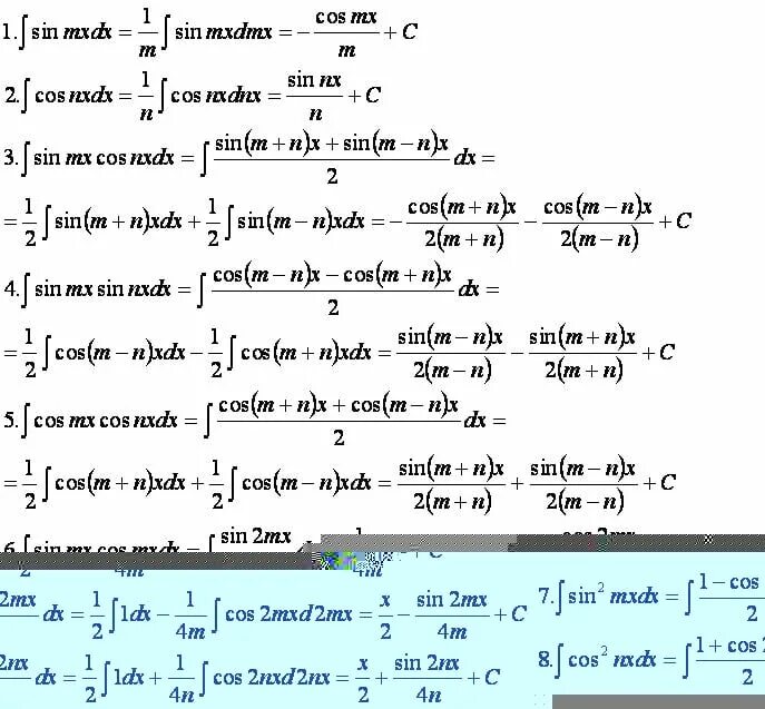Определенный тригонометрический интеграл. Интегрирование тригонометрических функций формулы. таблица интегралов тригонометрических функций. табличный интеграл от тригонометрических функций:. таблица первообразных тригонометрических функций.