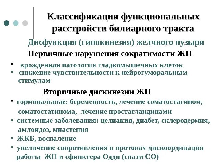 Типы билиарной дисфункции