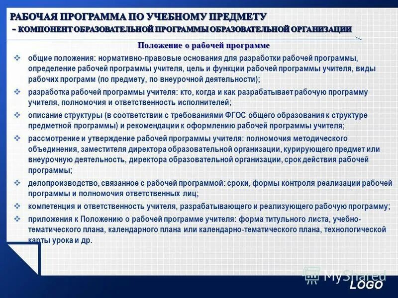 Кем утверждаются образовательные программы общего образования. Разработка рабочей программы. Положение о рабочей программе. Рабочая программа учебного предмета. Этапы составления рабочей программы по предмету.