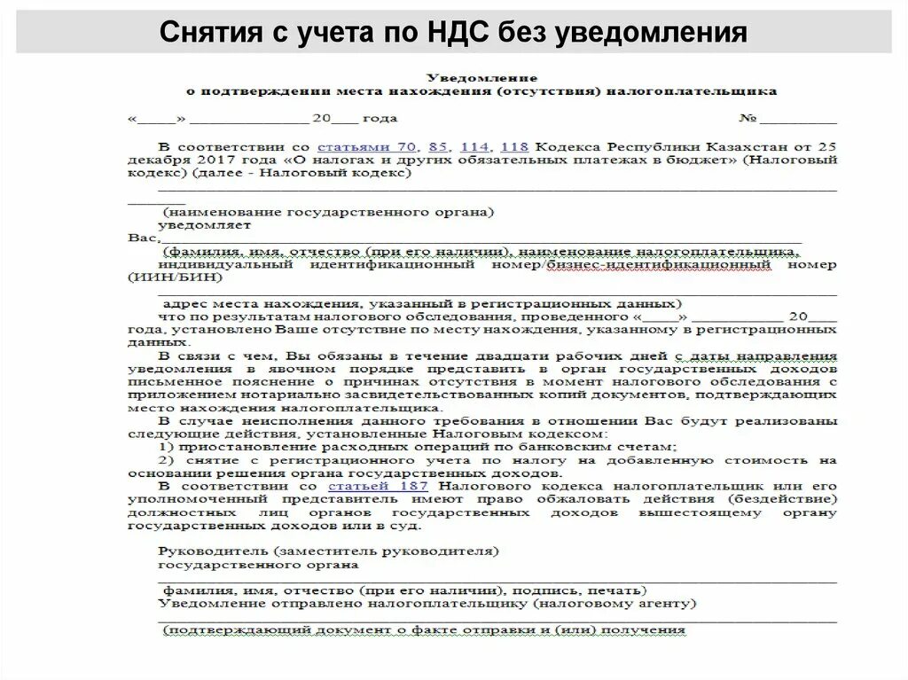 Порядок снятия с учета по НДС. Исковая давность ндс