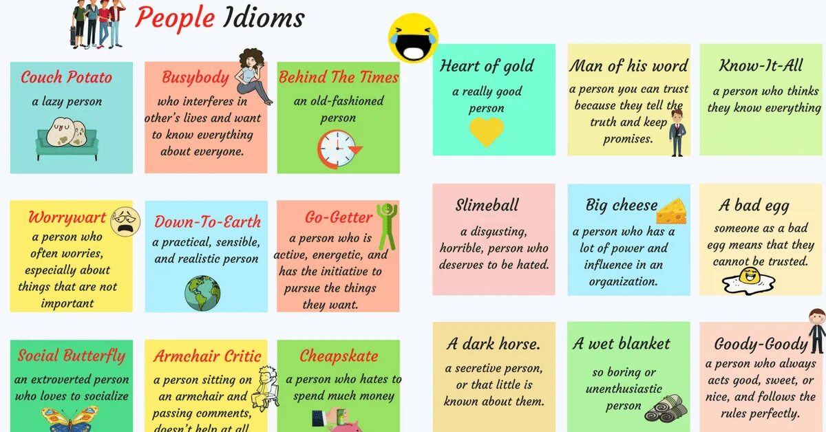 Идиомы. Английский язык. Идиомы. Character idioms. Idioms describing people. Everything is a lot