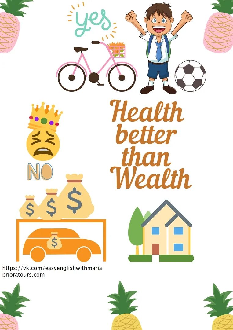 Health is better than wealth. Health is better than wealth. Health is wealth. Be healthy and wealthy. Презентация на английском языке по теме здоровье-.