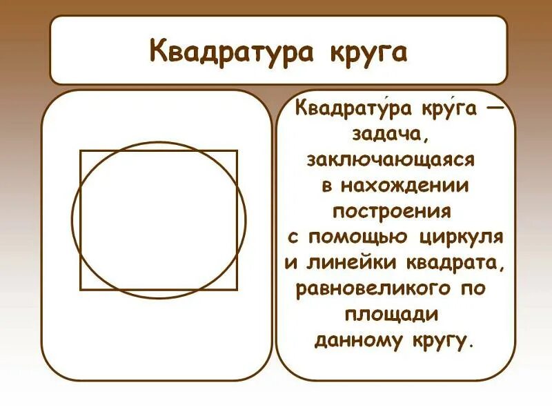 Количество квадратов в круге. Квадратура круга. Задача о квадратуре круга. Задача с кругами и квадратами. Квадрат равновеликий кругу.