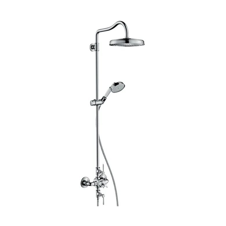 Душевая стойка Axor Montreux 16572000 хром. Axor Showerpipe с термостатом и верхним душем 240 1jet. Axor 16572820. Душевая система Oute t960. Термостатом верхним душем