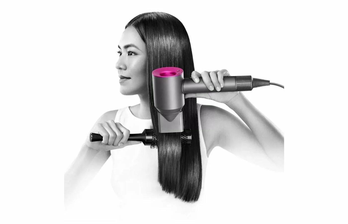 Как выпрямить волосы дайсоном. Dyson Supersonic hair Dryer Iron/Fuchsia. Фен Dyson Supersonic. Dyson hair Dryer. Девушка с феном Дайсон.