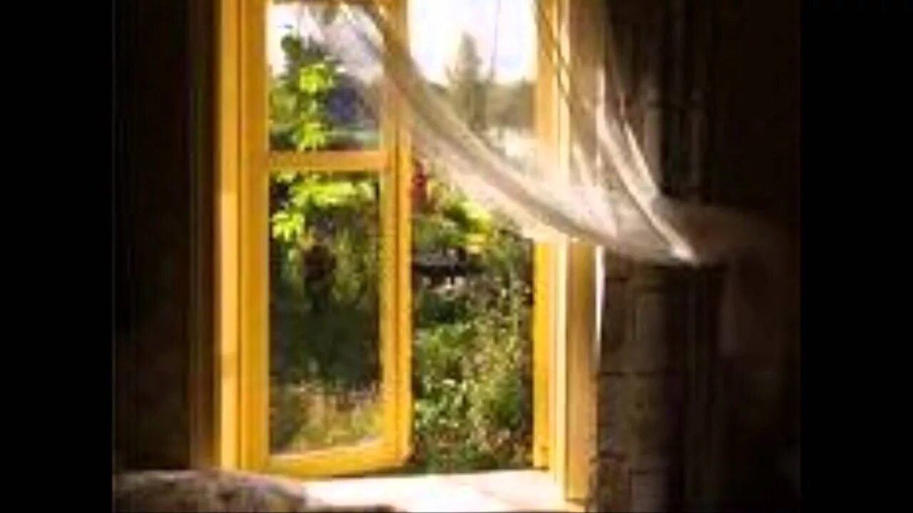 Июль Пастернак. Вид из деревенского окна. Открытое окно с занавесками. Распахнутое окно.