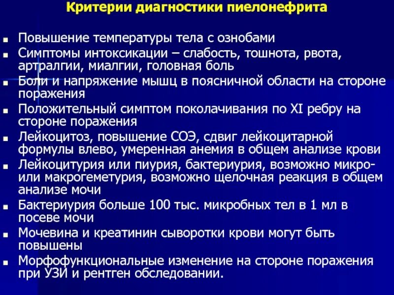 Боль при пиелонефрите