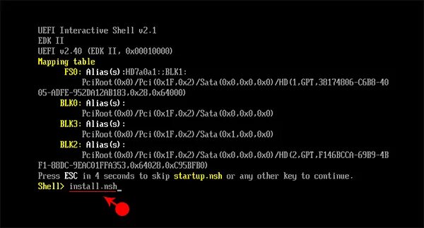 Расширение NSH. Press ESC in 1 seconds to skip Startup.NSH any other Key to continue. EFI Shell Version 2.70 как убрать. UEFI interactive Shell v. 2.1 edk11 UEFI v2. 40 И В конце to skip Startup. NSH как исправить. Uefi interactive shell