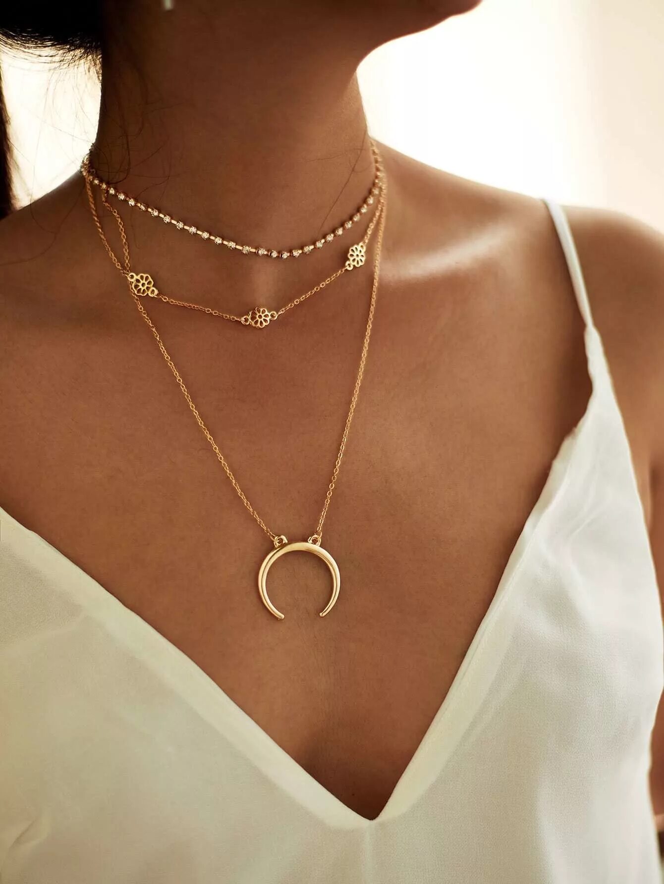 Модное ожерелье. Колье 3-3017-y. Триколье. Ожерелье из разноцветных бусин. Ожерелья 3 уровня.