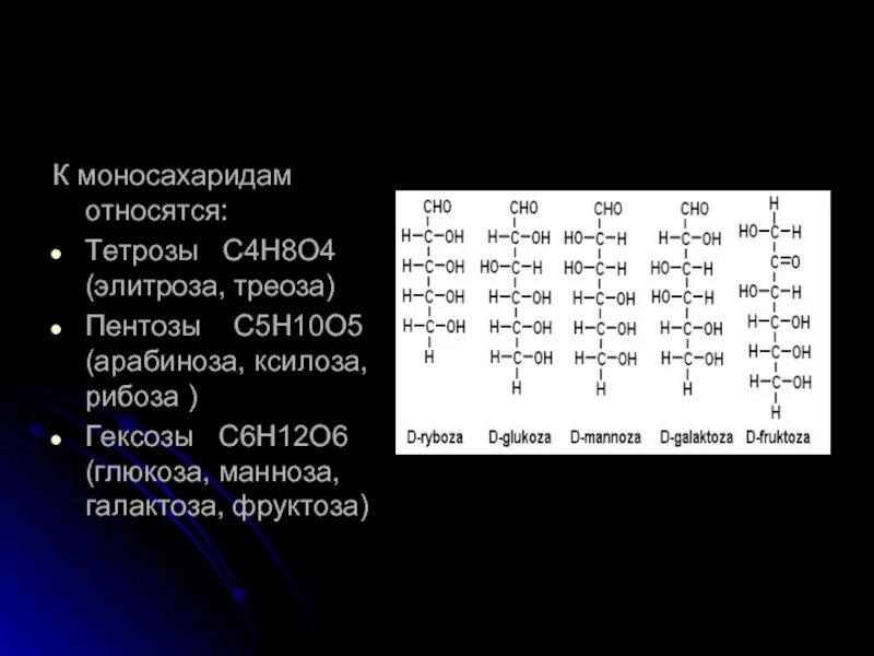 К моносахаридам относятся фруктоза