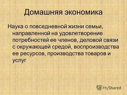 Домашняя экономика это