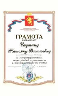 Грамота за высокий профессионализм