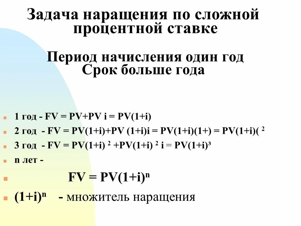 Формула наращения по сложной процентной ставке. Формула наращения по сложным процентам. Множитель наращения по сложным процентам. Коэффициент наращения формула по сложным процентам.