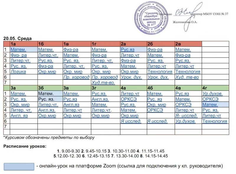 Сколько уроков 12 школе