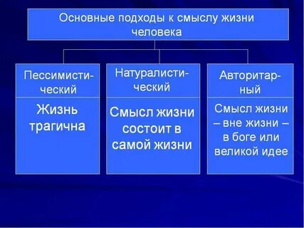 Характеристика основных подходов к определению смысла жизни