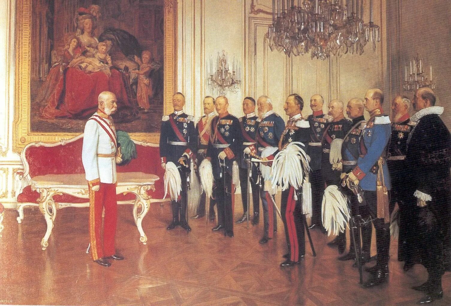 Провозглашение германской империи в Версале. Провозглашена Германская Империя 1871. Коронация Вильгельма 1 в Версале.