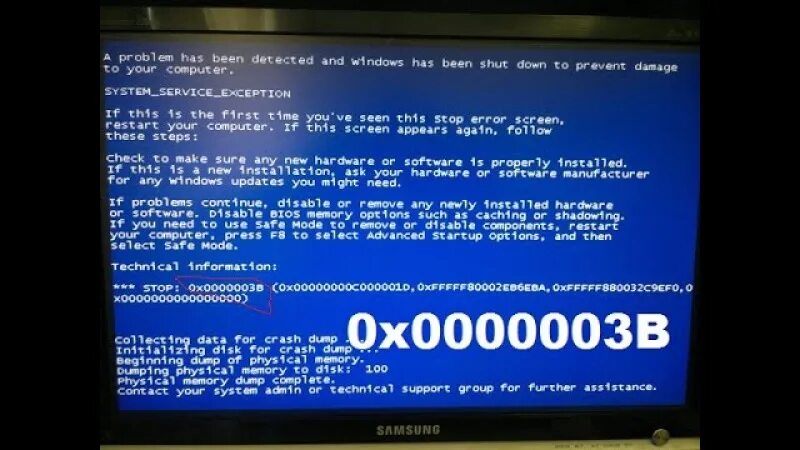 Синий экран смерти. Синий экран 0x0000007b. Ошибка синий экран. Синий экран Windows 7 0x0000003b.