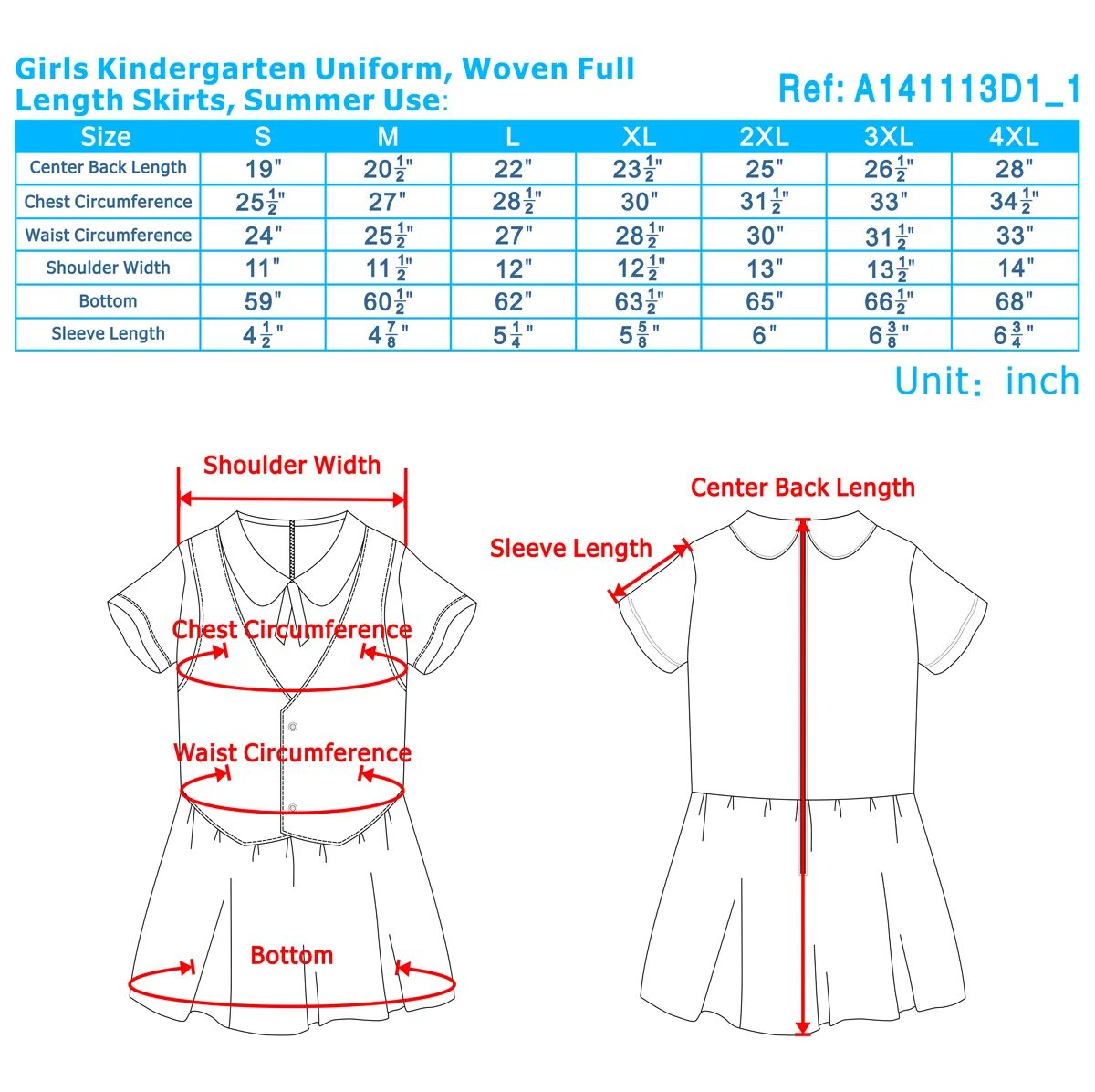 Uniform size. Uniform size