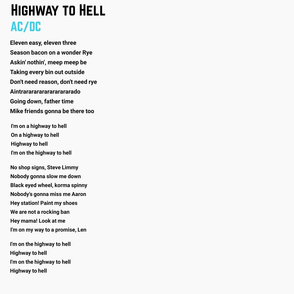 Highway to Hell текст. AC DC Highway to Hell текст. Highway to Hell слова. Hell текст. Hell greatest dad lyrics