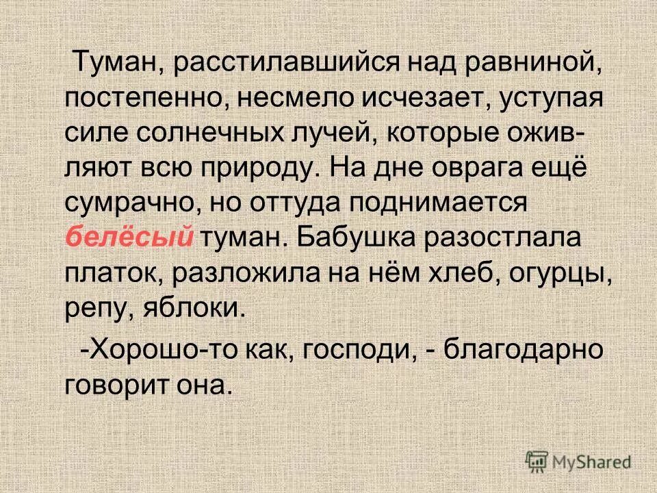 Утром в низинах расстилался. Над равниной расстилается туман. Над землёй расстилался туман.