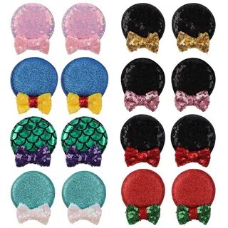 Купить: 1 Pair Girl's Sequin Bow Pair Hair Clip Baby Mouse Ears Hairpi...