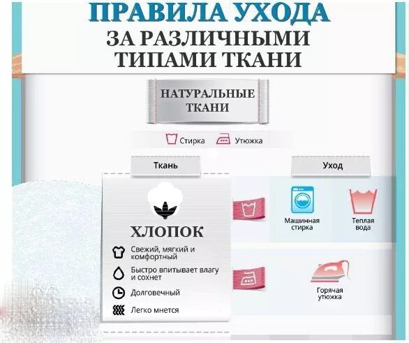 Правила ухода за различными типами ткани 0 Мудрость, Полезные советы, Разное