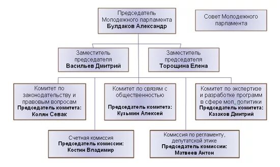 Органы молодежной политики в рф. Структура молодежного парламента. Структура совета молодежи. Молодежный парламент структура схема. Состав молодежного парламента.