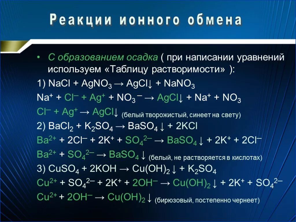 Ионный обмен с выпадением осадка