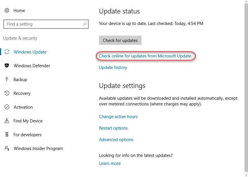 Click update. Microsoft update. check for updates windows server 2019.