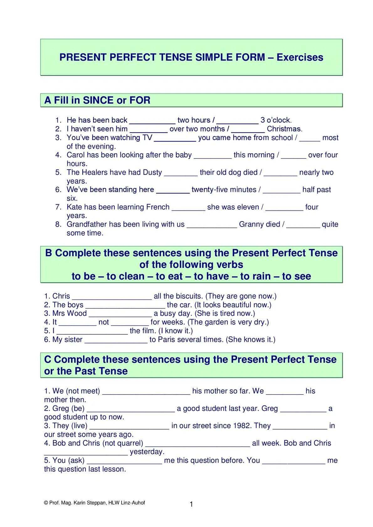 Since for упражнения. Present perfect упражнения. Present perfect exercises. Present perfect past simple упражнения. Present perfect Continuous упражнения since and for.