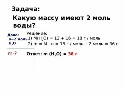 Масса 1 моль n2