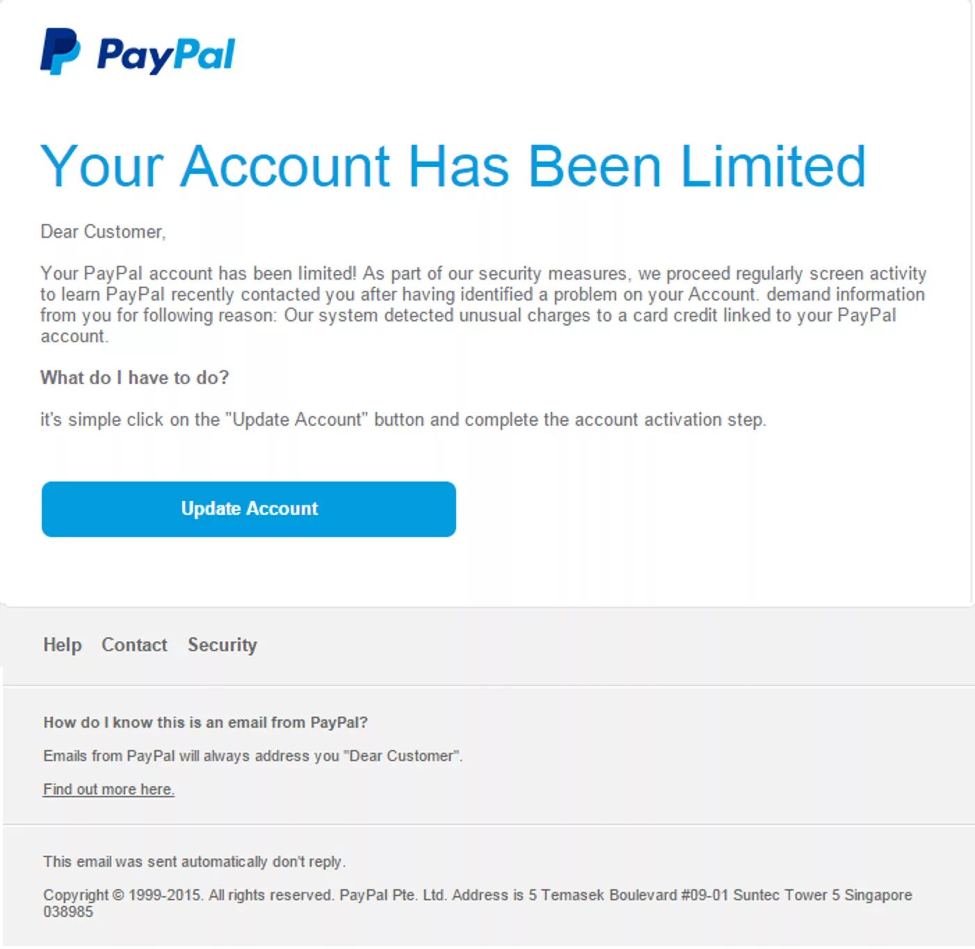 Phishing email example. Paypal account blocked. Your account is temporarily limited paypal web mobile. Has your account been limited recently?. Paypal mail.