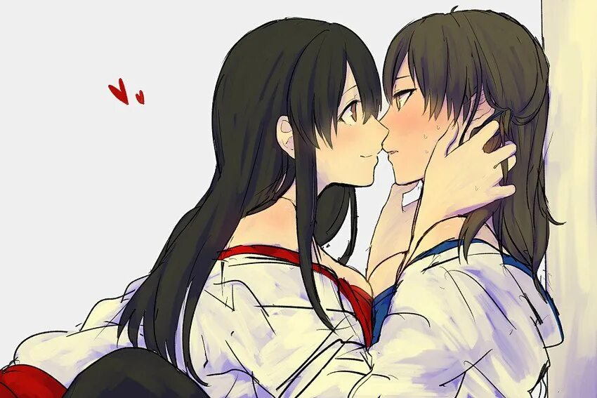 Kaga и Akagi поцелуй. Юри Катаджима. Манхвa Юри. Юри Кодзуката. True yuri