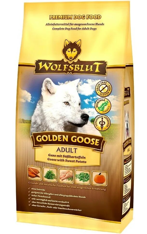 Корм для диких животных. Корм для собак дикий. корм для собак wolfsblut golden goose adult.