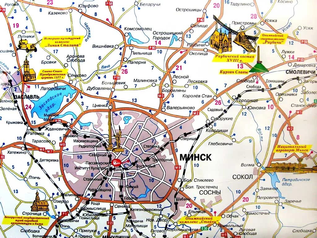 Минск 2 где находится. Туристическая карта минска. достопримечательности минска на карте. карта окрестностей минска. минск достопримечательности на карте города.