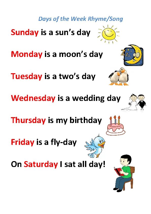 Стишок про дни недели на английском. Стихотворение про дни недели на английском языке для детей. Стих для запоминания дней недели на английском. Стихотворение про дни недели на английском.