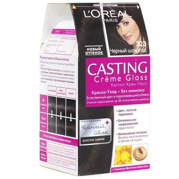 Краска лореаль кастинг купить. L'Oreal Paris краска для волос casting Creme Gloss 323 черный шоколад. Краска для волос лореаль кастинг 323 черный шоколад. Лореаль Париж кастинг крем Глосс. Кастинг крем Глосс черный шоколад.