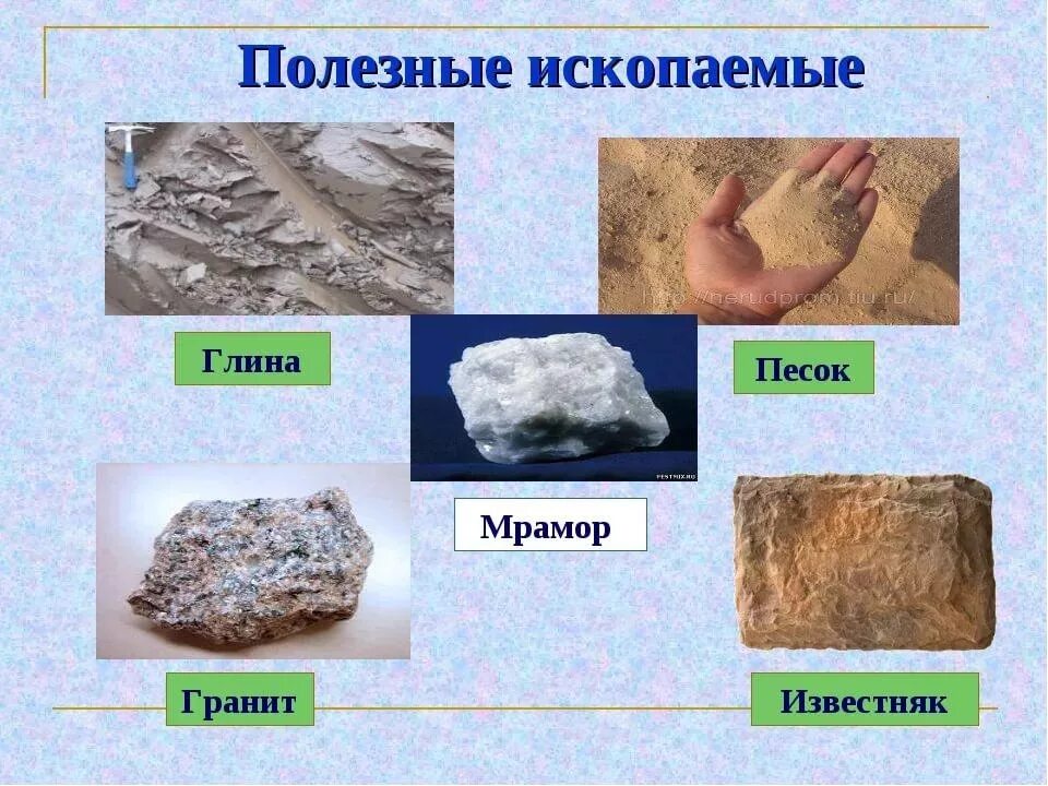 Рисунок на тему полезные ископаемые. Песок глина известняк гранит. Окружающий мир про подземные богатства. Полезные ископаемые в нашей местности. Использование полезных ископаемых.