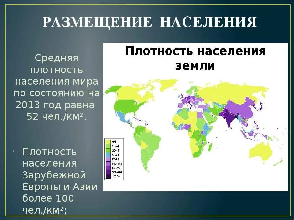 Средний показатель плотности стран. Карта плотности населения земли.