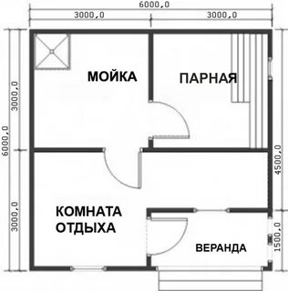 Чертеж бани 6 6