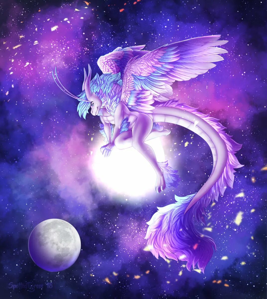 Caring star draco. Лунный дракон. Красивый дракон. Дракон космос. Красивые космические драконы.