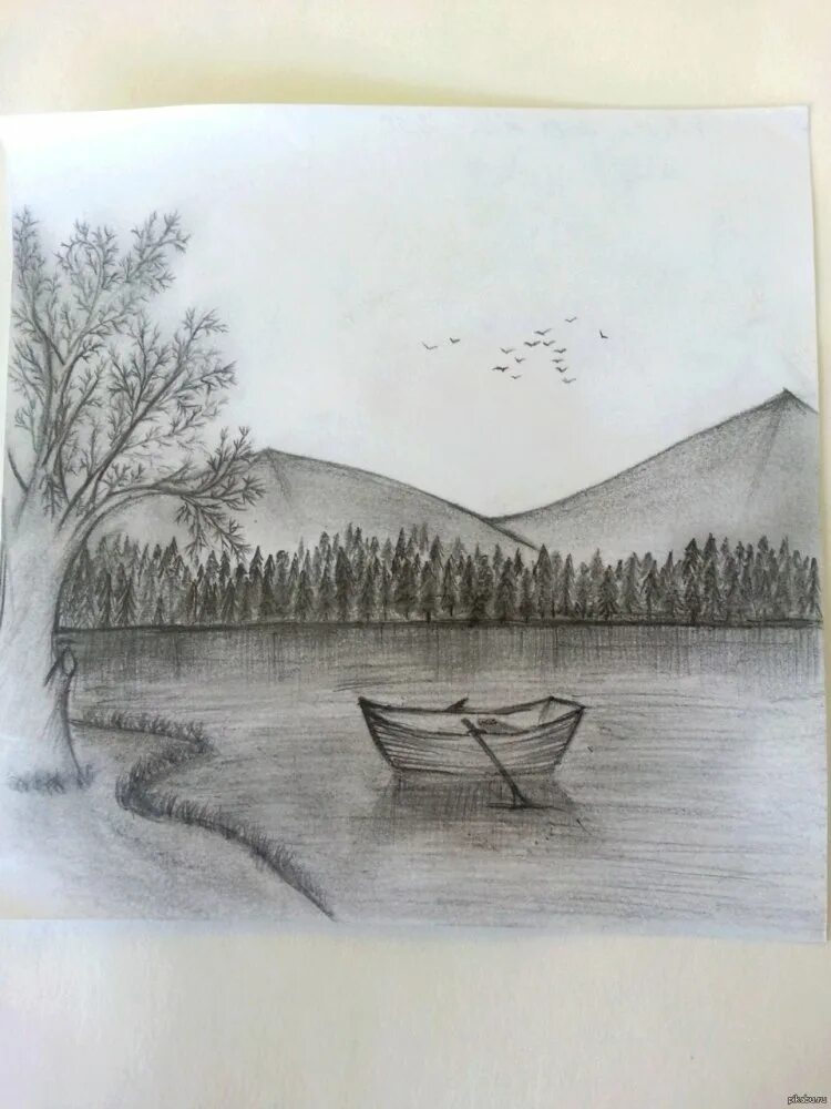 Рисунок красивого озера. Пейзажи для срисовки. Пейзаж рисунок карандашом. Рисунки карандашом природа. Пейзаж карандашом легкий.