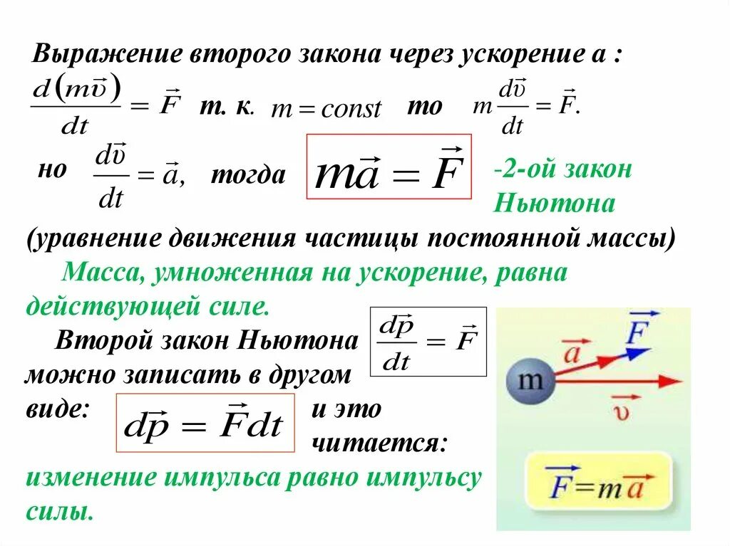 Формула массы ньютона. Формула силы через 2 закон Ньютона. Ускорение формула 2 закона Ньютона. Формула для нахождения второго закона Ньютона. Второй закон Ньютона через ускорение.