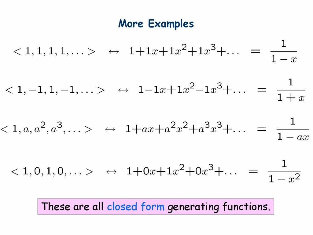 Generating functions. Ordinary generating function. Function examples. Function problems. Generate.