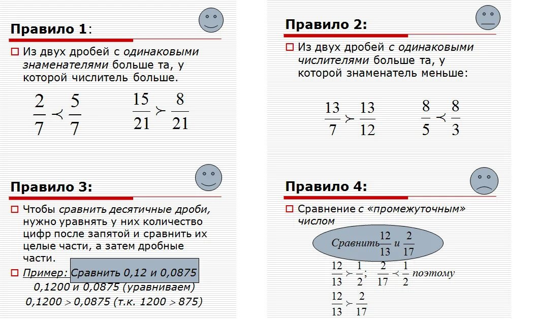 Как сравнить 4 дроби. Сравнение дробей 5 класс правило. Правила сравнения дробей 5 класс. Правила сравнения обыкновенных дробей с разными знаменателями. Правило сравнения дробей с разными знаменателями.