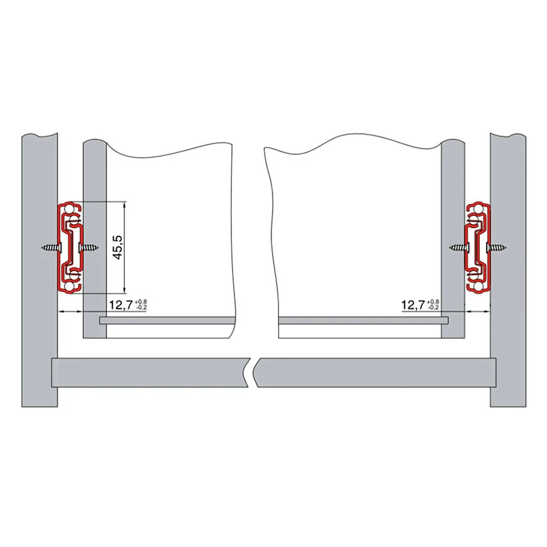 Роликовые направляющие схема установки. Зазоры под шариковые направляющие для выдвижных ящиков. Схема установки роликовых направляющих для выдвижных ящиков. Зазор для шариковых направляющих для выдвижных ящиков.