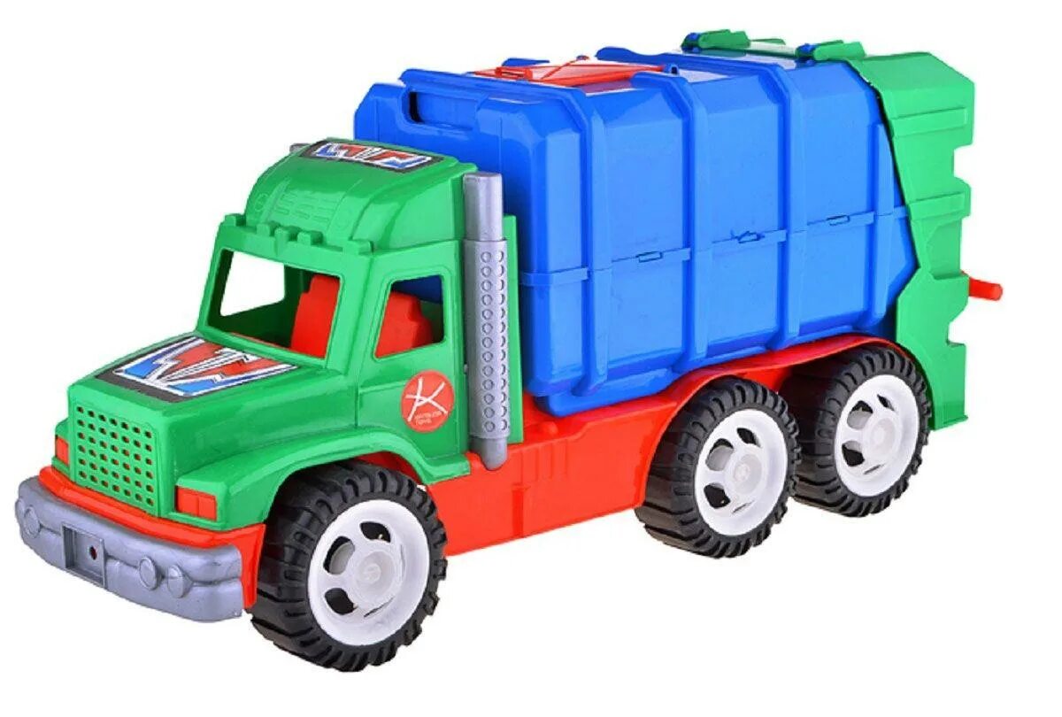 Мусоровоз Karolina Toys профи (40-0050) 64 см. Мусоровоз Технопарк 2211-1r 19 см. Мусоровоз Wader КОНСТРАК коммунальный (44846) 29 см.