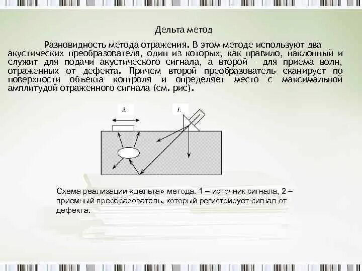 Зеркально теневой метод ультразвукового контроля. Дельта метод ультразвукового контроля схема. Дельта схема ультразвукового контроля. Методика ультразвукового контроля