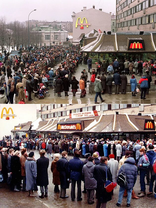 Какие макдональдсы открылись в москве. Открытие Макдональдса в Москве 1990. Макдональдс 1990 Москва. Макдональдс на Пушкинской Москва 1990 очередь. Очередь в первый макдональдс в Москве 1990.